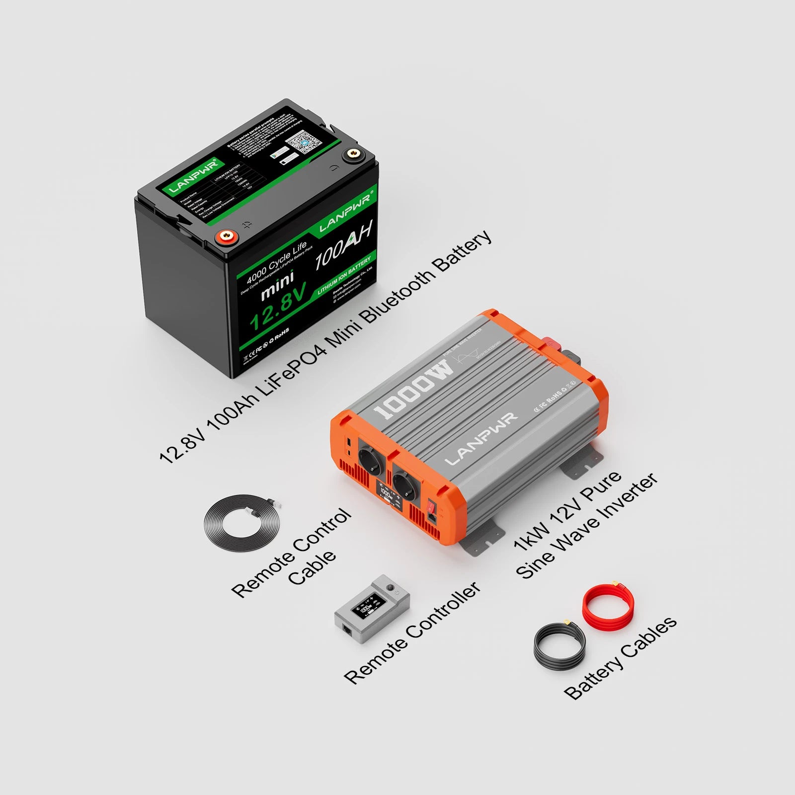 LANPWR 12V 100Ah Mini Bluetooth LiFePO4 Lithium Battery