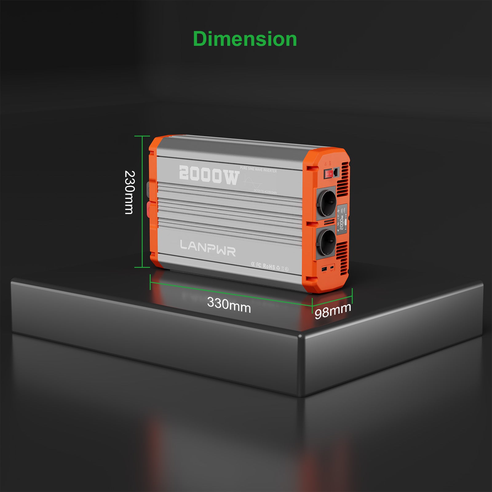 LANPWR 2000W 12V Pure Sine Wave Inverter