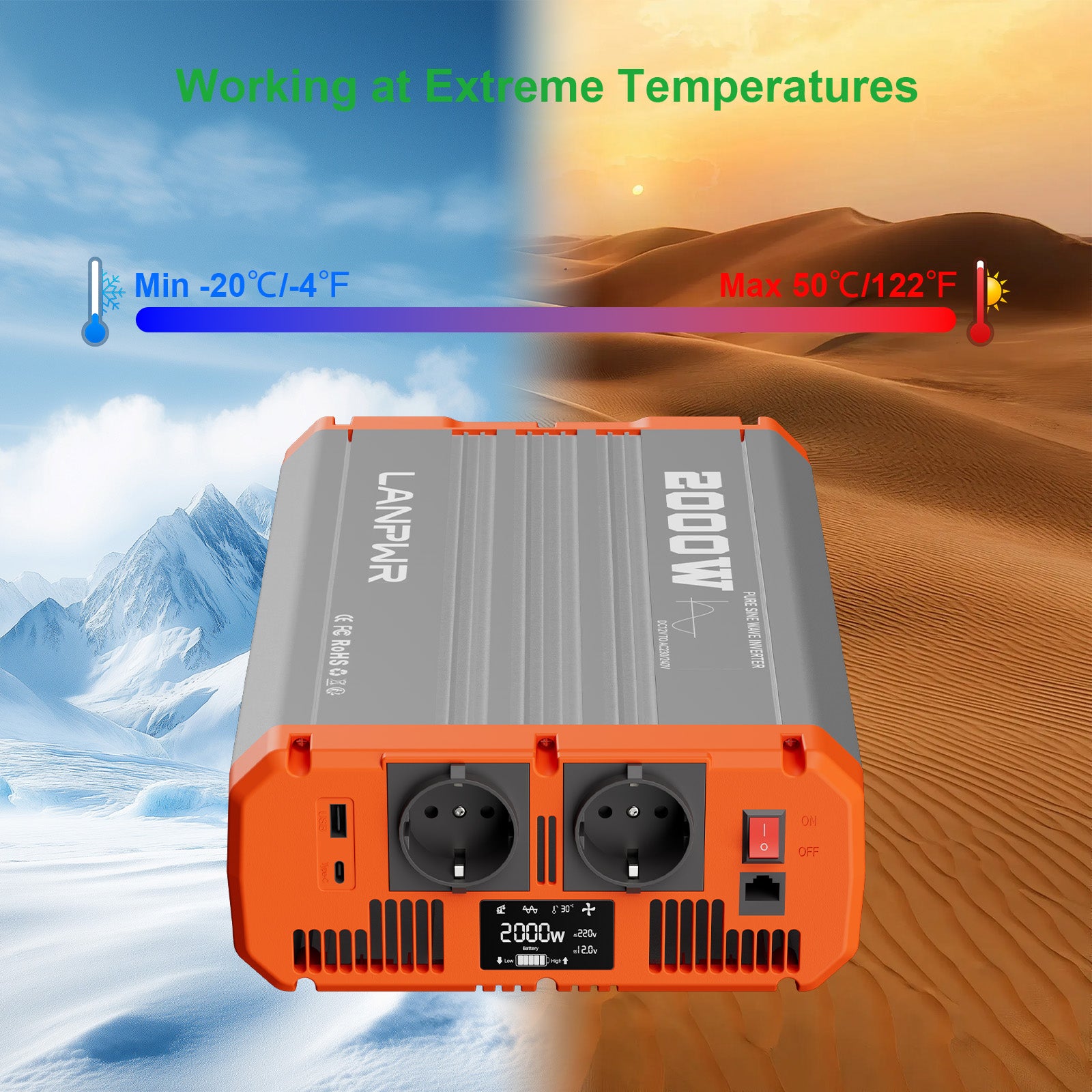 LANPWR 2000W 12V Pure Sine Wave Inverter