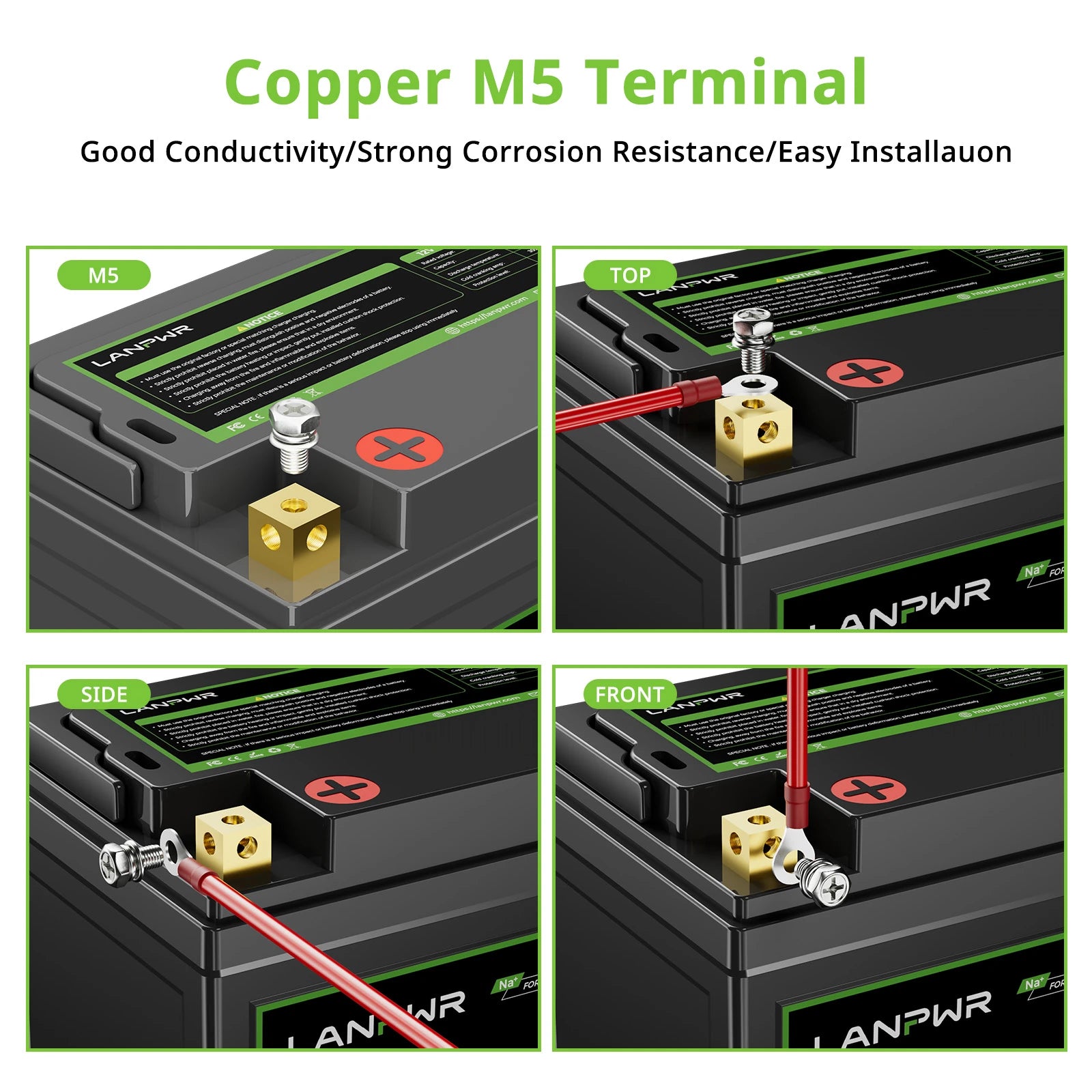 LANPWR 300CCA 12V 5.1Ah Sodium-ion Motorcycle Battery for Scooter, ATV, UTV, Jet Ski
