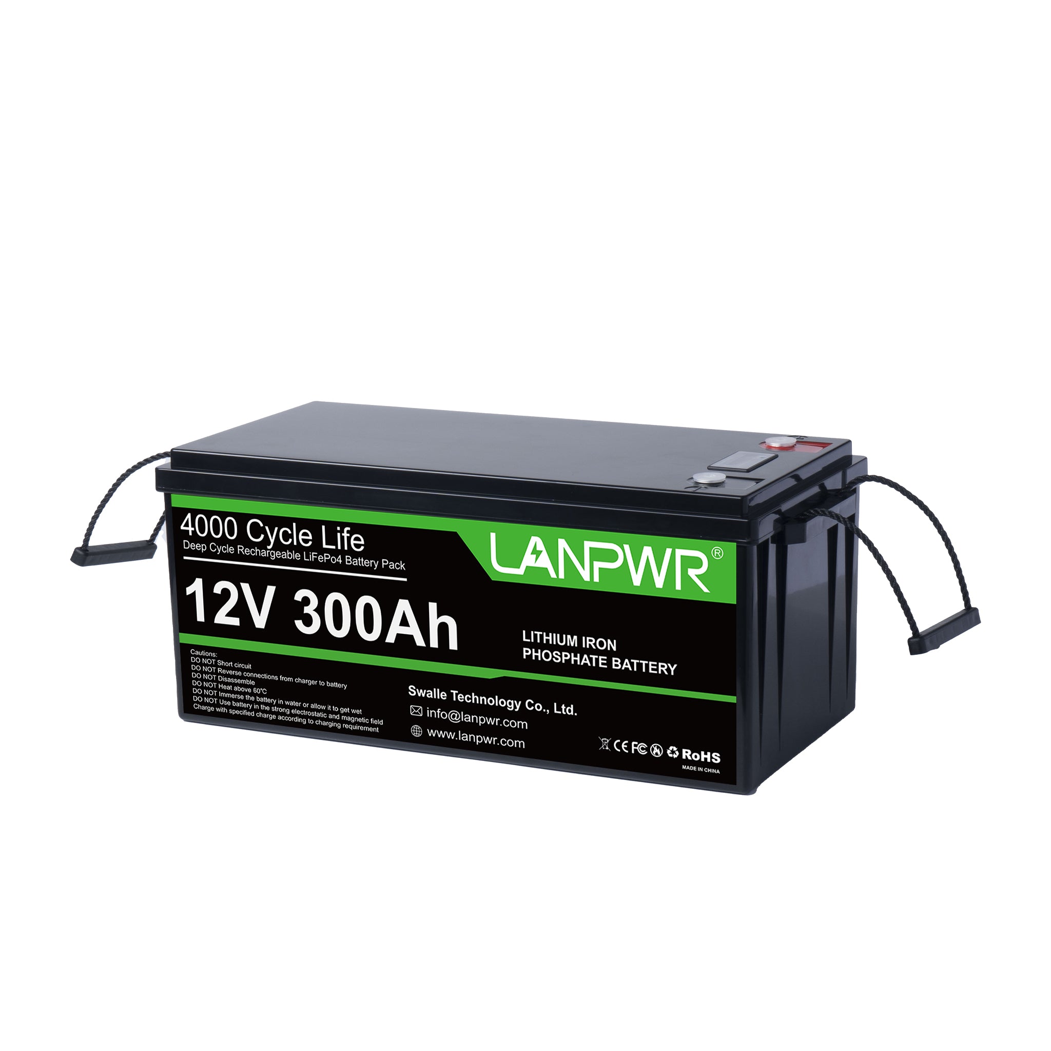 【Final Price €712.50】LANPWR 12V 300Ah LiFePO4 Battery, Maximum Load Power 2560W, 3840Wh Energy