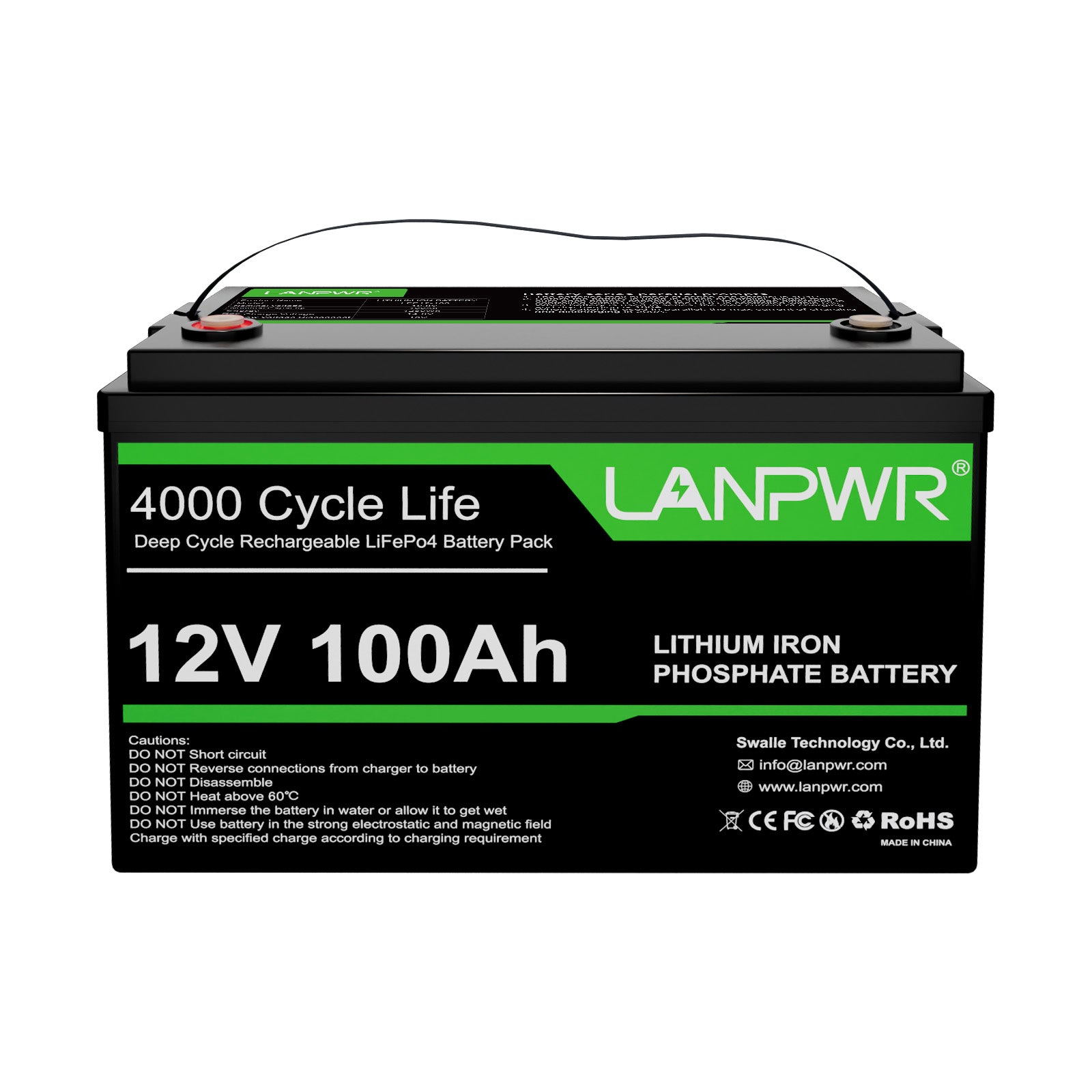 🔥Final Price €209.99🔥LANPWR 12V 100Ah LiFePO4 Battery with 4000+ Deep Cycles & Built-In 100A BMS, 1280Wh Best RV Lithium Battery