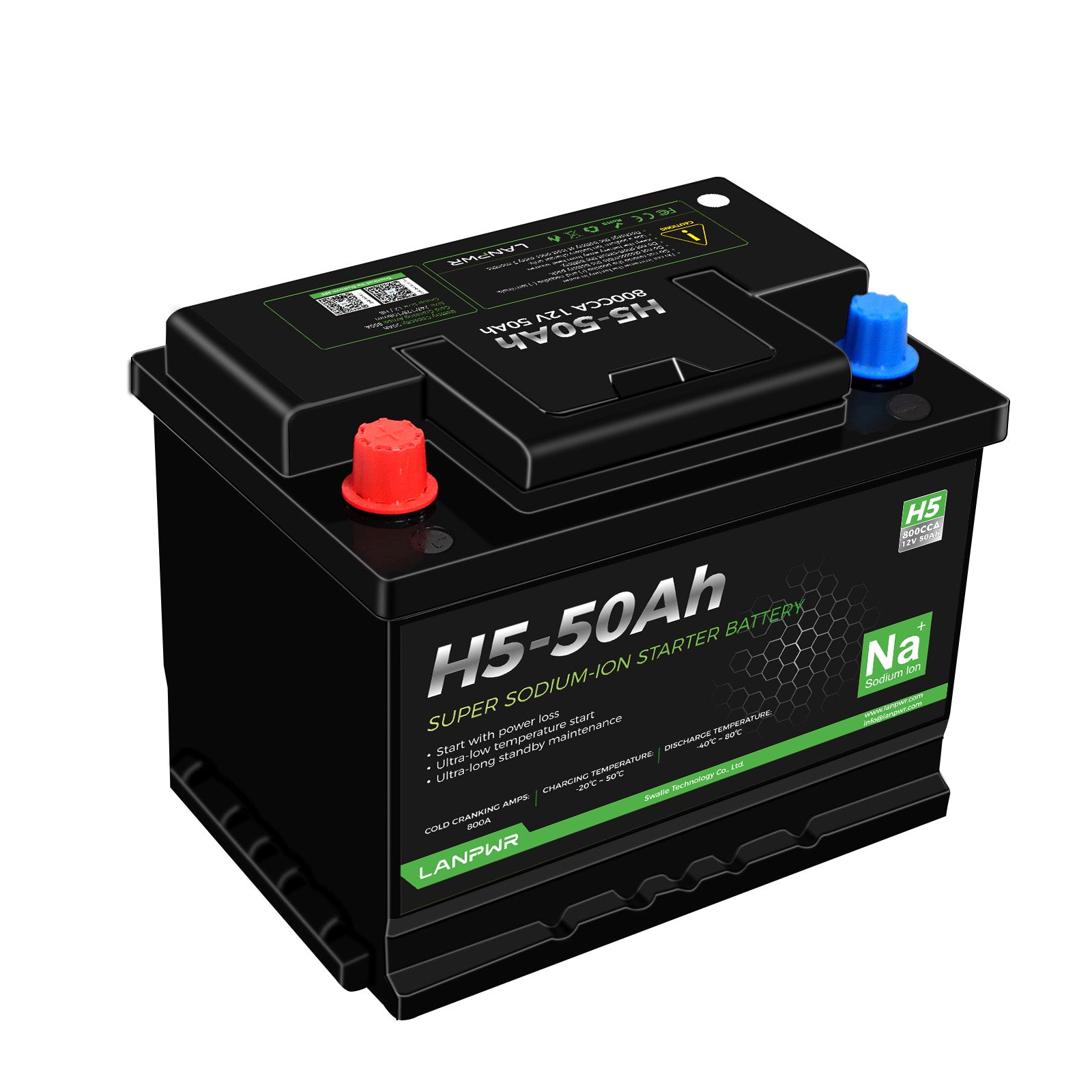 LANPWR Group-47 H5 Sodium-ion Vehicle Starting Battery 12V 50Ah 610Wh (CCA actual testing exceeds 700)