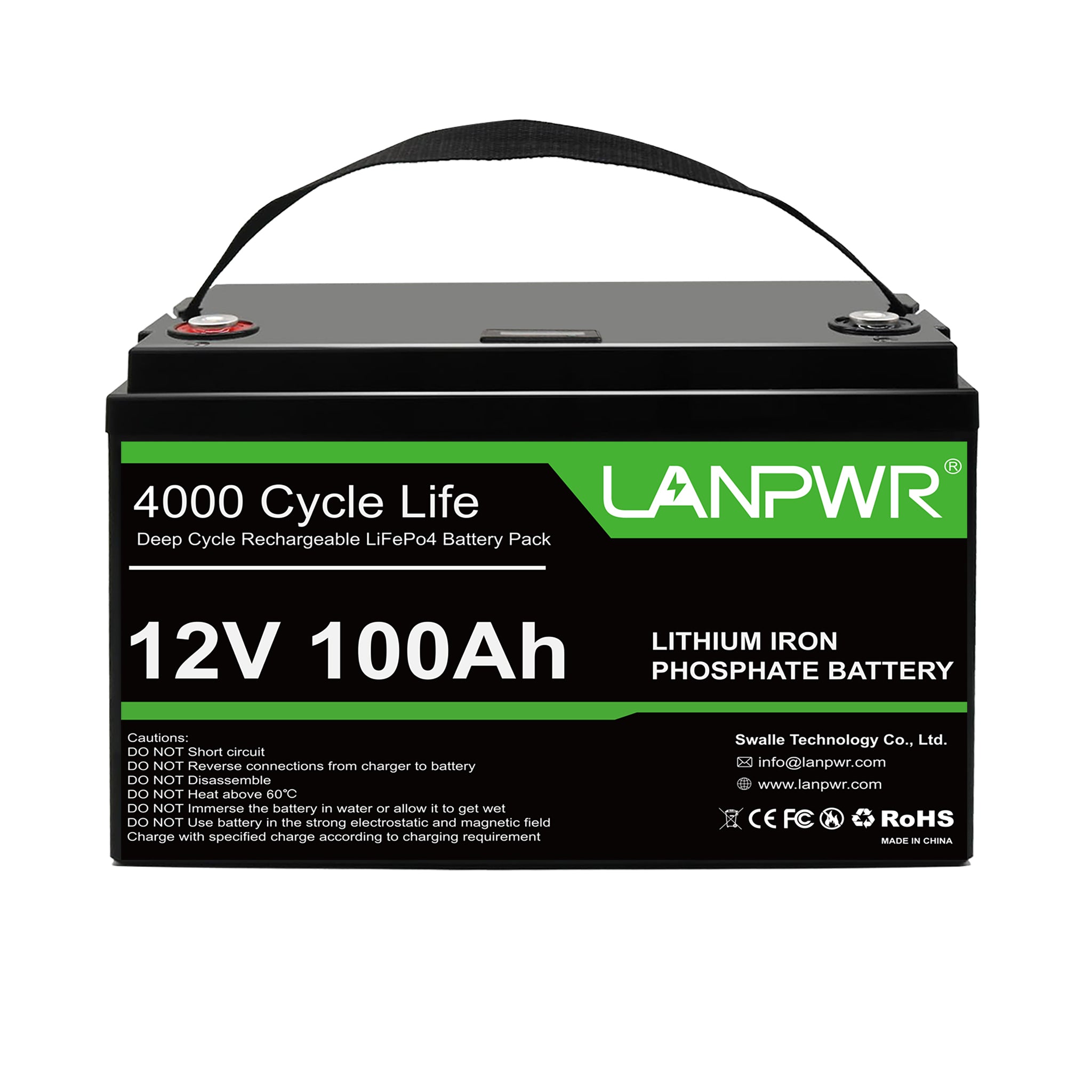 LANPWR 12V 100Ah LiFePO4 Battery with 4000+ Deep Cycles & Built-In 100A BMS, 1280Wh Best RV Lithium Battery