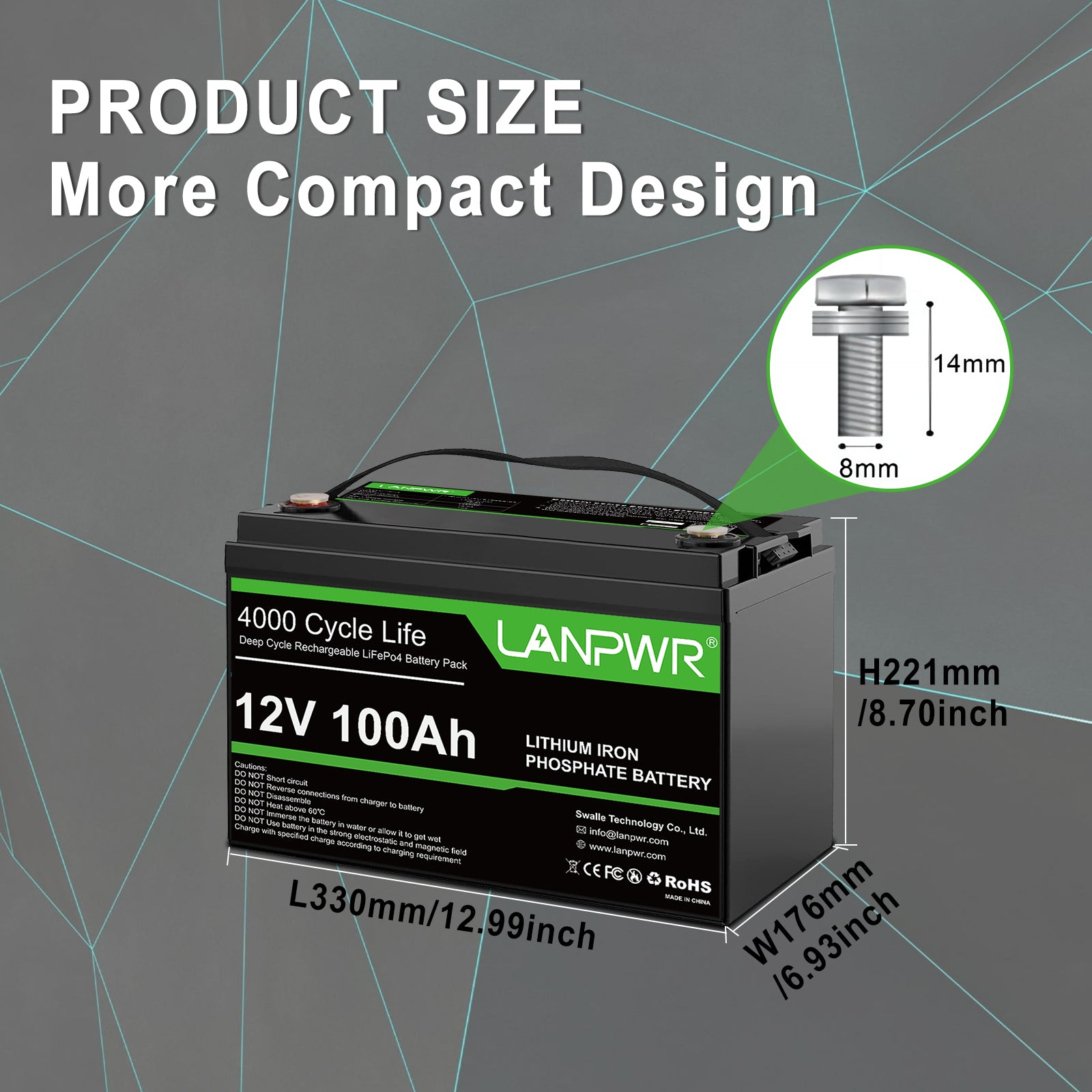 【Black Friday Price €229,99】LANPWR 12V 100Ah LiFePO4 Battery with Bluetooth 5.0, 4000+ Deep Cycle Lithium Battery