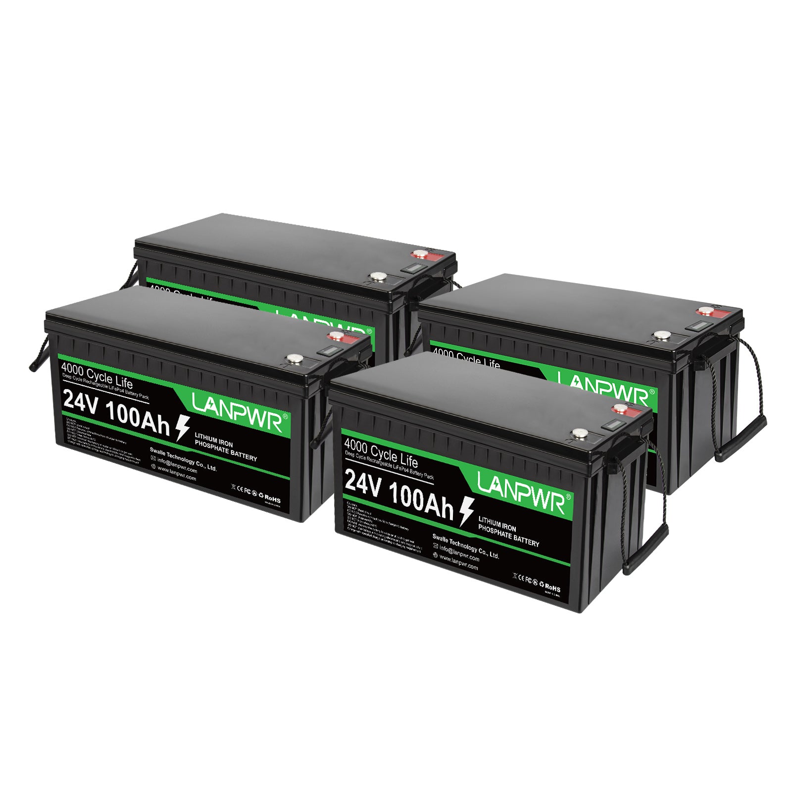 Lanpwr 24V 100Ah LiFePO4 Battery, Build-In 100A BMS, Maximum Continuous Load 2560W, 2560Wh Energy